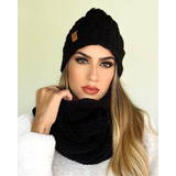 Kit Touca De Frio Gorro De Lã E Cachecol Tricot Inverno Frio