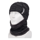 Kit Touca Gorro Cachecol Gola Forrada Inverno Frio Unissex