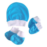 Kit Touca Luva Pantufa Bebê Rn Recém Nascido Enxoval Algodão