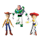 Kit Toy Story Woody Buzz E Jessie 3 Bonecos Vinil Original