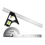 Kit Transferidor Grau Inox 180 Graus Esquadro Combinado