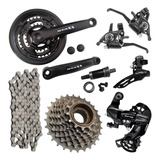 Kit Transmissão Bike Mtb 24 Marchas Catraca 8v Rosca 13 28d
