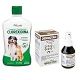 Kit Tratamento Dermatite Canina E Micose   Com Spray  Shampoo E Anti Pulgas  3 