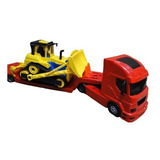 Kit Trator Com Caminhão Brinquedo Plataforma Guincho Resgate