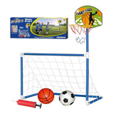 Kit Trave Gol A Gol Cesta Tabela De Basquete 2 Em 1 Esporte