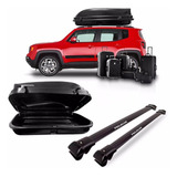Kit Travessa Jeep Renegade Preto Com Maleiro 600 Litros