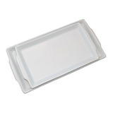 Kit Travessa Rasa Porcelana Branca Pequena E Grande 2peças