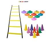 Kit Treino 10 Cones 10 Chapéus 1 Escada Com 7 Degraus