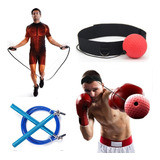 Kit Treino Boxe Bola Elástico E Corda Aluminio Funcional Fit