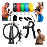 Kit Treino Em Casa Elastico Hand Grip Corda De Pular Cros