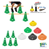 Kit Treino Funcional 10 Cones C 23cm Barreira 10 Pratos