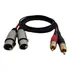 Kit Três Cabos Áudio 2 Xlr Fêmea X 2 Rca Macho Gold 1,5mts