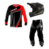 Kit Trilha Motocross Calça Camisa Capacete