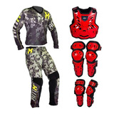 Kit Trilha Roupa Adulto Camuflado Amx Colete Vermelho preto Tamanho Camisa G Calça 52