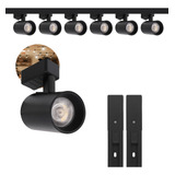 Kit Trilho Eletrificado 2m Cor Preto 6 Spots Led 15w