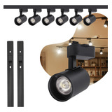 Kit Trilho Eletrificado 2m Preto 6 Spots Led 10w Luz Frio Cor Preto Voltagem 110v 220v