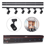Kit Trilho Pop Eletrificado 30w 6500k 2 Metros Preto 6 Spots Led Branco Frio 6500k 110v 220v bivolt 