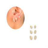 Kit Trio 3 Pares Brinco Argola Aço Banhado Ouro 18k Dourado