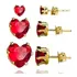 Kit Trio Brinco Coração De Zircônia Banhado A Ouro 18k