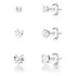 Kit Trio Brinco Feminino Zircônia Coração Prata 925 3 Furos