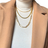 Kit Trio Choker Colar Elo Português Riviera fita Laminada