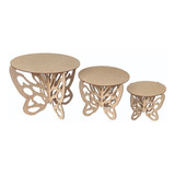 Kit Trio De Boleiras Borboleta Pmg Mdf Cru Decoração Festa