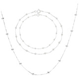 Kit Trio Prata 925 Tornozeleira Pulseira Colar Bolinhas Elo