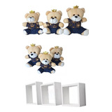 Kit Trio Urso Príncipes E Nichos Decoração Kit C 3uni Mdf