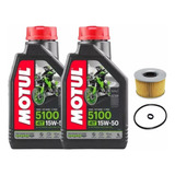 Kit Troca Oleo E Filtro Kawasaki Ninja 250r Motul 5100 15w50