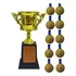 Kit Troféu 1 Taça 19 Cm   10 Medalhas Douradas 29mm