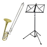 Kit Trombone Vara C Rotor Tb 200vr Estante De Partitura S2