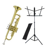 Kit Trompete Tp 200 Laqueado Dourado