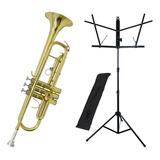 Kit Trompete Tp 200 Laqueado Ny Estante De Partitura S1