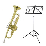 Kit Trompete Tp 200 Laqueado Ny Estante De Partitura S2