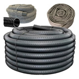 Kit Tubo Dreno Corrugado 4 Pol 100mm Camisa Drenante 50m