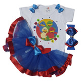 Kit Tutu Saia Body Patinho Colorido Festa Mesversário Bebe