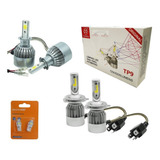 Kit Ultra Led 2 H4 + 2 H1 72wts 6000k 8200 Lume Efeito Xenon