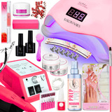 Kit Unha Acrigel Fibra Gel Led Uv Completo Profissional Lixa