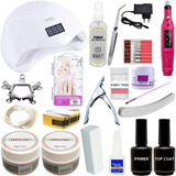 Kit Unha Acrigel Gel Porcelana Fibra Completo