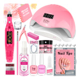Kit Unha De Gel Alongamento Fibra De Vidro Tips Completo