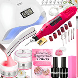 Kit Unha Esmaltação Gel Cabine Lixa Top Coat E Primer