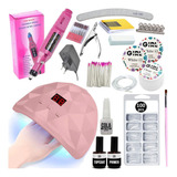 Kit Unha Gel Completo Acrigel Fibra Vidro Lixadeira Cabine