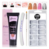 Kit Unha Gel Poligel Polygel Unhas Molde F1 Lixa Pincel