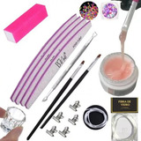 Kit Unha Gel X d Fibra De Vidro Pincel Bodelador Manicure