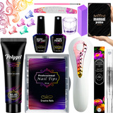 Kit Unha Polygel Lixa Cabine Alongamento Unha Gel Molde F1