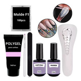 Kit Unha Polygel Lixa Cabine Alongamento Unha Gel Molde F1