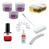 Kit Unha Porcelana Completo Líquido Acrílico Pó F1 Ref 42