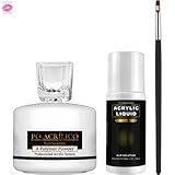 Kit Unha Pote Copo Dappen Monomer Acrylic Liquid 75Ml Pincel Lingua De Gato Pó Acrilico