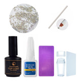 Kit Unhas Em Gel Strass Acrigel Placa Com Carimbo Top Coat