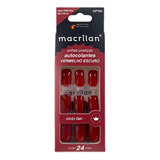 Kit Unhas Postiças Autocolantes Vermelho Escuro Efeito Gel M